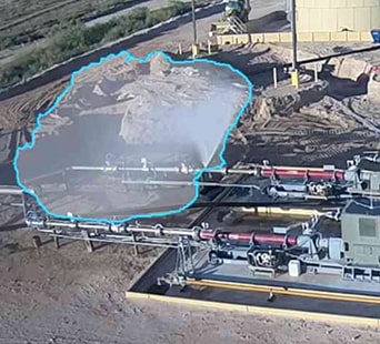 Pressurized spray — aerial view from skid camera