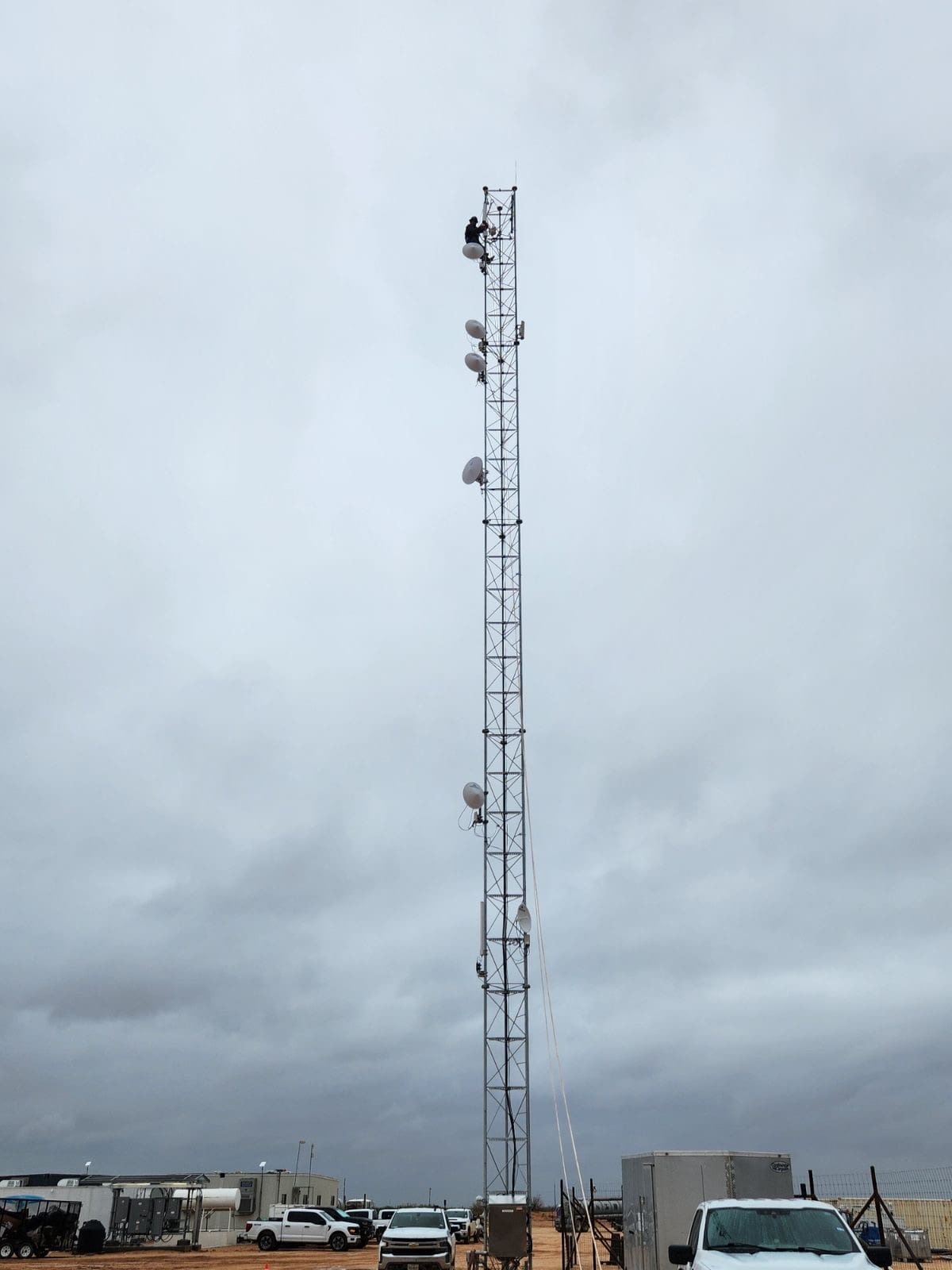 Completed monopole with antennas, microwave, and grounding commissioned by Twin Eagle