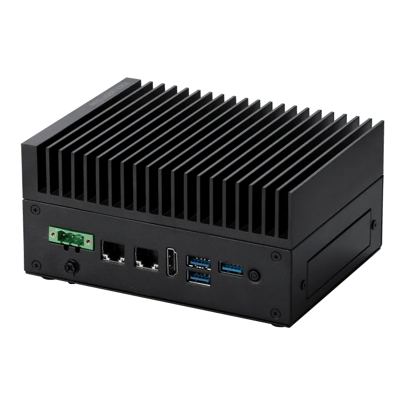 Twin Eagle fanless industrial edge AI appliance — heatsink-cooled, dual-NIC, GPU-accelerated